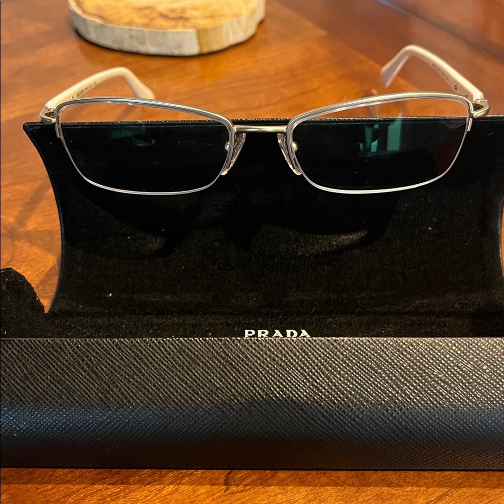 Prada Women's Rectangular Silver Gunmetal Frame E… - image 1